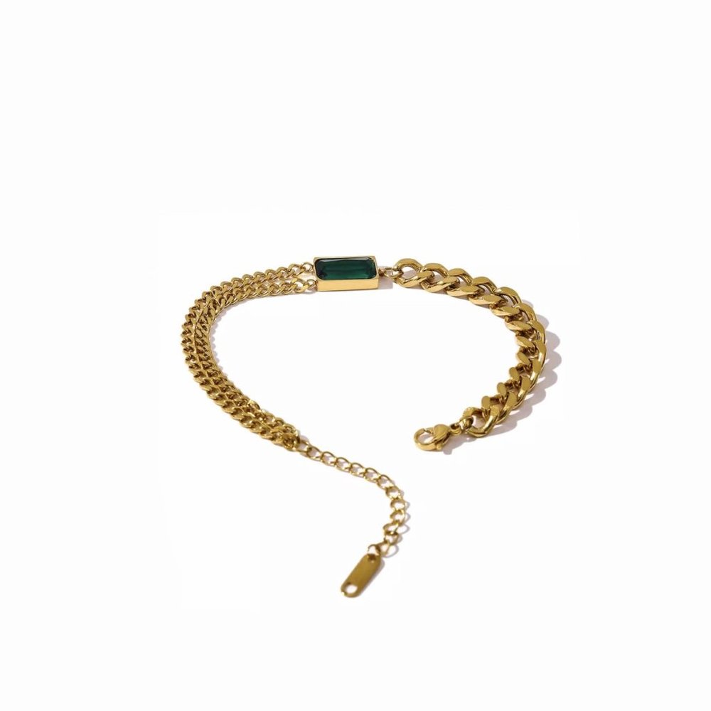 Emerald Cuban Chain Bracelet